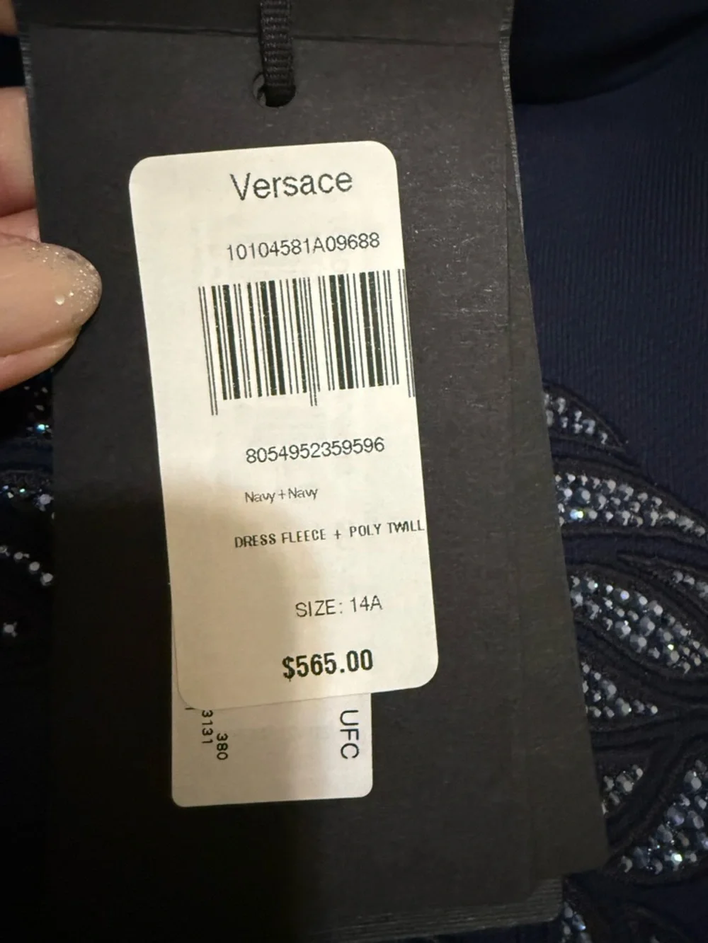NWT! Versace Girls Navy Crystal Front Dress - 14Y - Picture 7 of 8